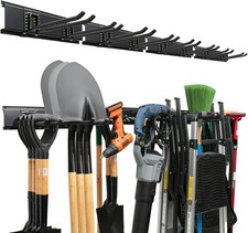 Industrial-Style 64" Wall Tool Organizer with 4 Racks & 8 Hooks - Rust Resistant