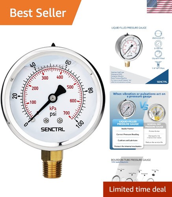 #ad #ad Precision 0 100 PSI Glycerin Filled Pressure Gauge 2.5quot; Stainless Steel Dial $21.99