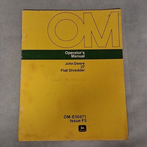 John Deere 27 Flail Shredder Operator's Manual OM-E50471 Series F5