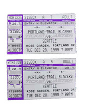 TWO Portland Trail Blazers Vs Seattle Ticket Stubs December 1999