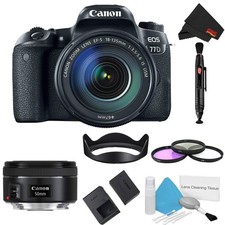 Canon EOS 77D DSLR Camera 18-135mm Lens Bundle w/ 3 Piece Filter Kit Bonus 50