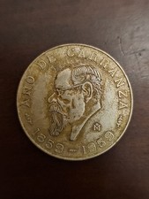 1959 5 Pesos Carranza Silver Ley .720 Mexico  Nice 