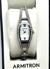 Armitron Women's Watch 75/3531 Quartz Crystal Mother of Pearl Silver Tone 18mm