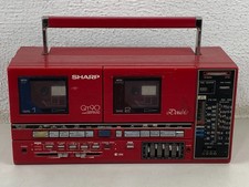 SHARP QT-90ZR Boombox Double Radio Cassette Player Table Component System RED