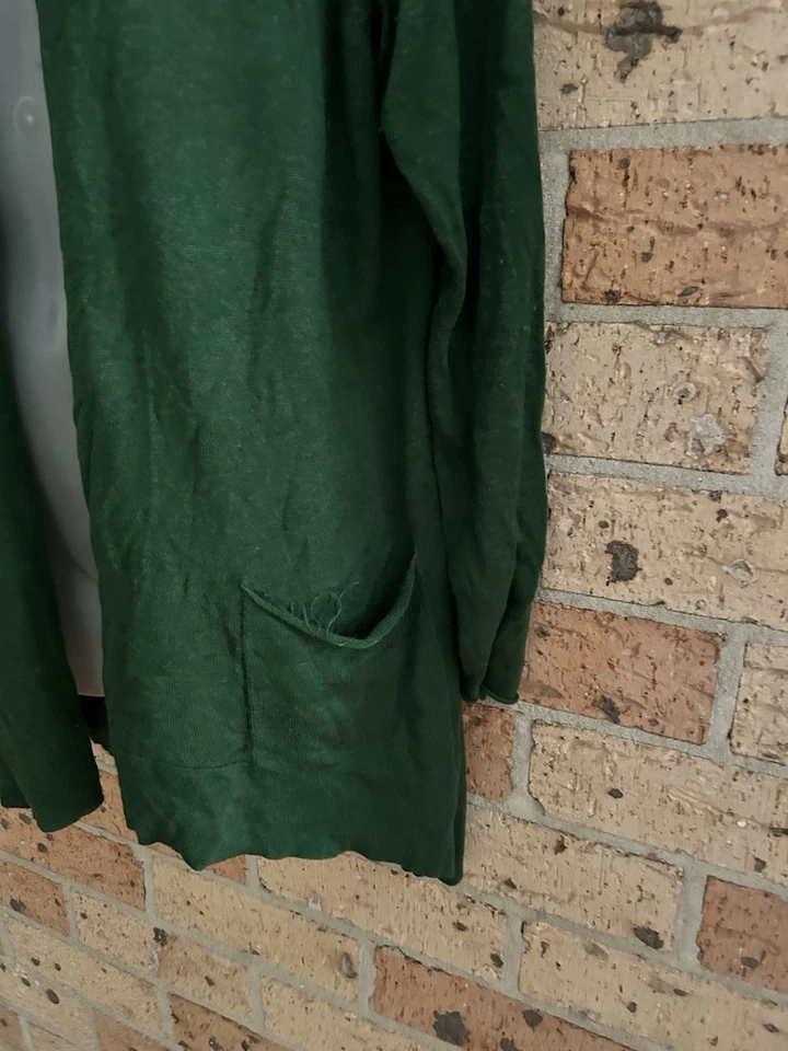 Eileen Fisher Merino Blend Knit Cardigan Green Size XL Front Pockets - image 4 of 4