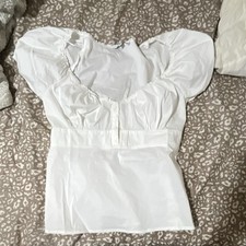 white baby-doll top, three buttons, small, blouse
