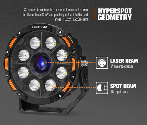 Lightfox 9" Osram Laser LED Driving Lights + 8inch LED Light Pods w/ Wiring Kit - Picture 4 of 10