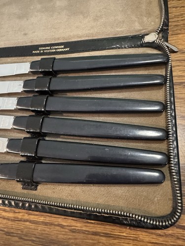 Set 6 coltelli vintage stile MCM Marshall Fields Solingen in custodia originale - Foto 3 di 14