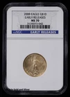2008 $10 1/4 oz American Gold Eagle NGC MS 70 Early Release | UNC BU