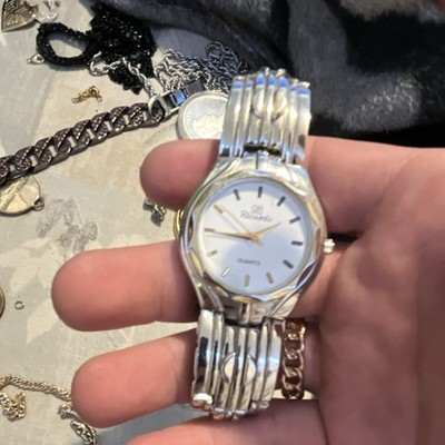 Ricardo Quartz Analog Wristwatch Silver Metal Bracelet White Dial Round Case