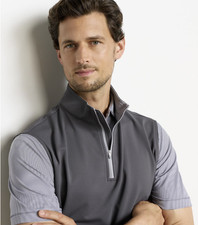 Peter Millar Men's Solid Zip Vest Stand-Up Collar Sleeveless Short