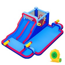 Giant Inflatable Water Slide Park w/ Double Slides  3 Water Cannons, Blower