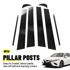 Carbon Fiber Window Pillar Posts Door Trim Piano Cover For Toyota Camry 18-24 EH