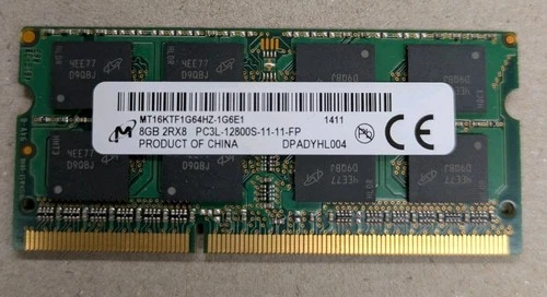 Micron 8GB 2Rx8 PC3L-12800S SODIMM DDR3 204Pin MT16KTF1G64HZ-1G6E1 Laptop Ram 12