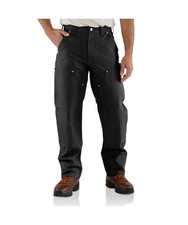 Pantalones de trabajo utilitarios negros Carhartt para hombre 44x34 calce suelto firme pato doble frente