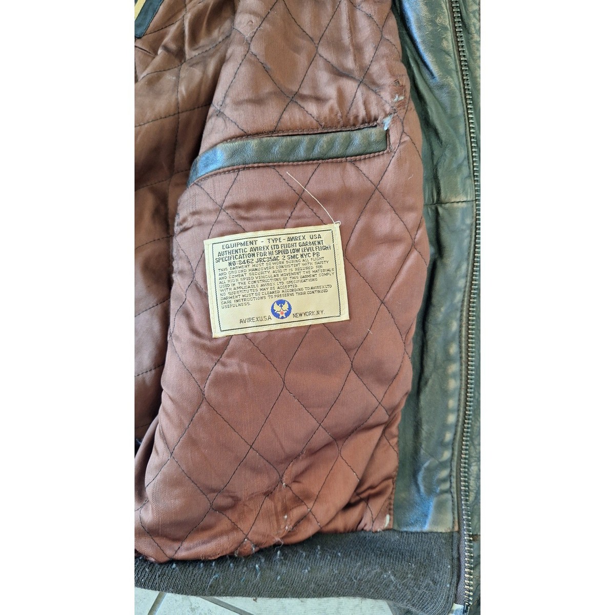 Vintage Avirex Flight Jacket Men's XL Leather Bomber 90s US Army
