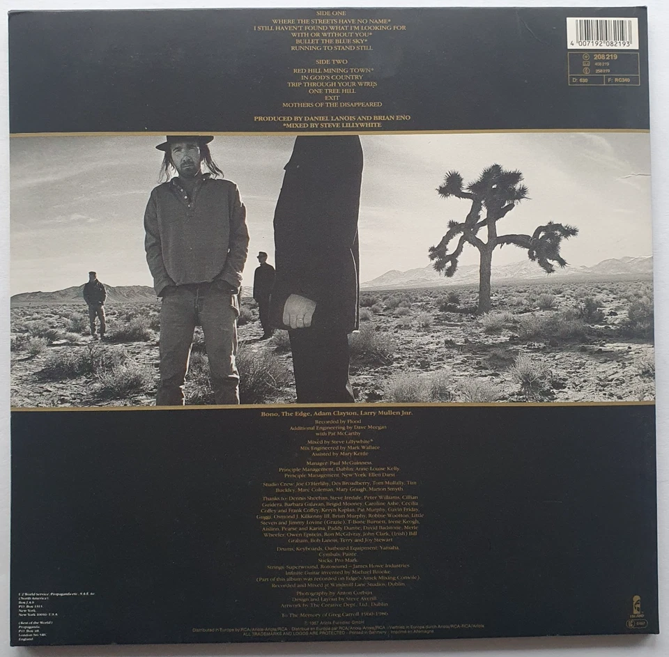 U2 – The Joshua Tree (Vinyl, 1987), Klappcover, Textblatt, Vinyl excellent (EX) - Bild 2 von 4