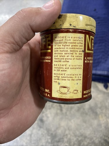 Lata de metal de 4 onzas de café Nescafé vintage años 50 - Imagen 4 de 12