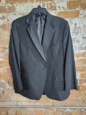 Vintage Talbot James Black Suit Jacket Blazer 46R Made in USA Nashville