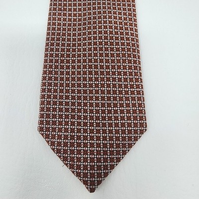Byron British Style Brown Micro Check Silk Tie Handmade Italy Jacquard Preppy