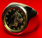 14K Gold Pinky Ring with 1854 $1 Gold Coin  11.698 Grams Size 4.5 Hallmarked — photo 5