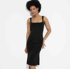 Wild Fable Women's Black Square Neck Jersey Knit Slip Dress Sz XS