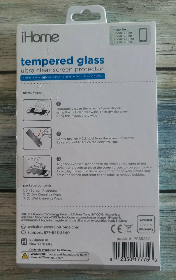 iHome ~ Vidrio Templado ~ Protector de Pantalla Ultra Transparente ~ iPhone 6~6S~7~8 Plus Foto 2 de 3