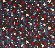 Stars PATRIOTIC Fabric Red White Blue USA Cotton SCANT 3/4 YARD