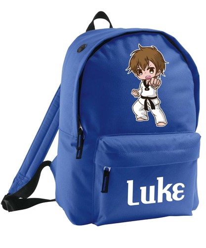 Mochila deportiva de karate personalizada para niños arte marcial dibujos animados a medida cualquier nombre - Imagen 5 de 11