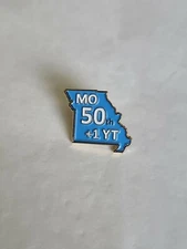 MO 50th +1 YT Lapel Pin YouTube Missouri Map Shaped Light Blue & White 