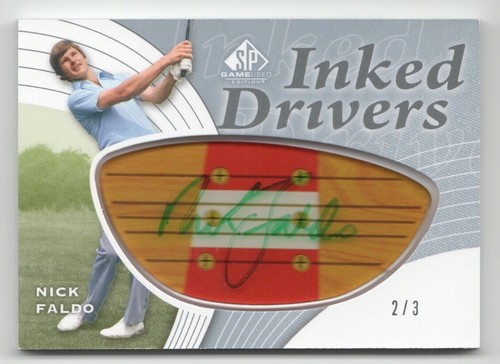 NICK FALDO 2012 UD SP Game Used Inked Drivers Persimmon Dark Auto 2/3