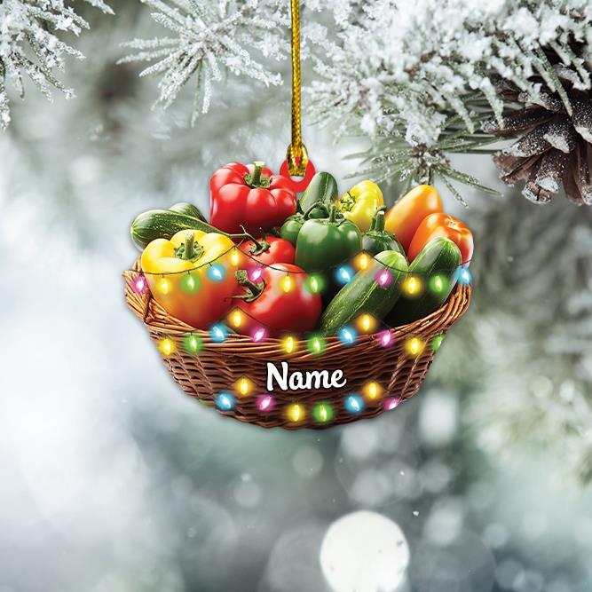 Vegetables Basket Christmas Ornament  Fruits and Veg Basket Christmas Ornament