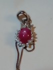 NATURAL HEATED STAR RUBY TOPAZ ACC 925 SILVER 14K WHITE GOLD PLATE PENDANT CHAIN — photo 3