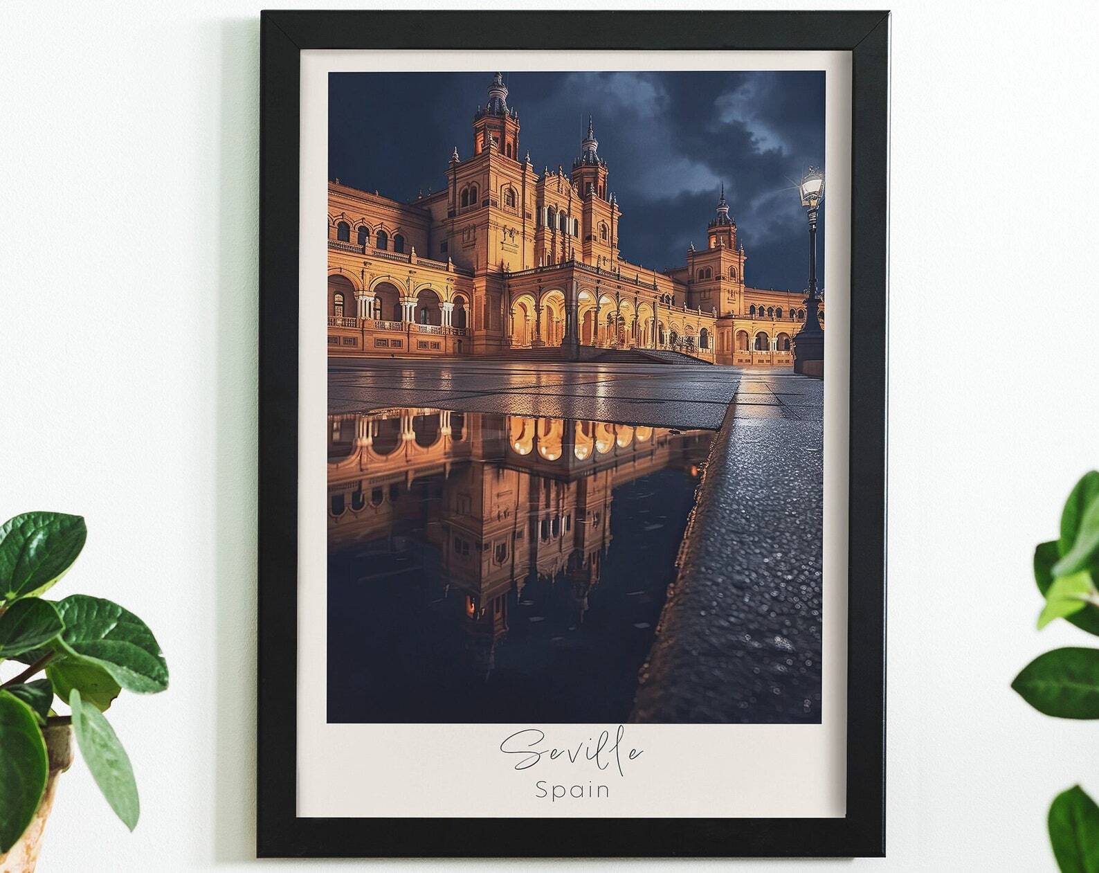 Seville Spain Plaza De Espana Illustration Travel Poster Print At Home Wall Art