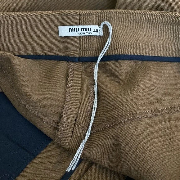 Pantaloni eleganti Miu Miu lana vergine marrone taglia 40 US Small