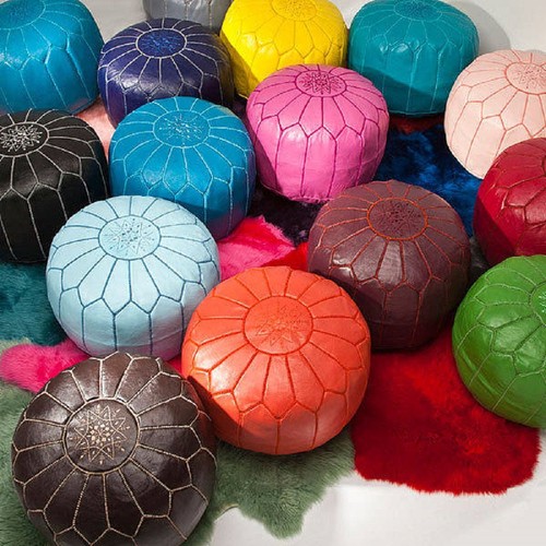 Moroccan Pouf in many colors,Moroccan Leather Poufs,Handmade,Ottoman,Pouffe - Picture 2 of 2