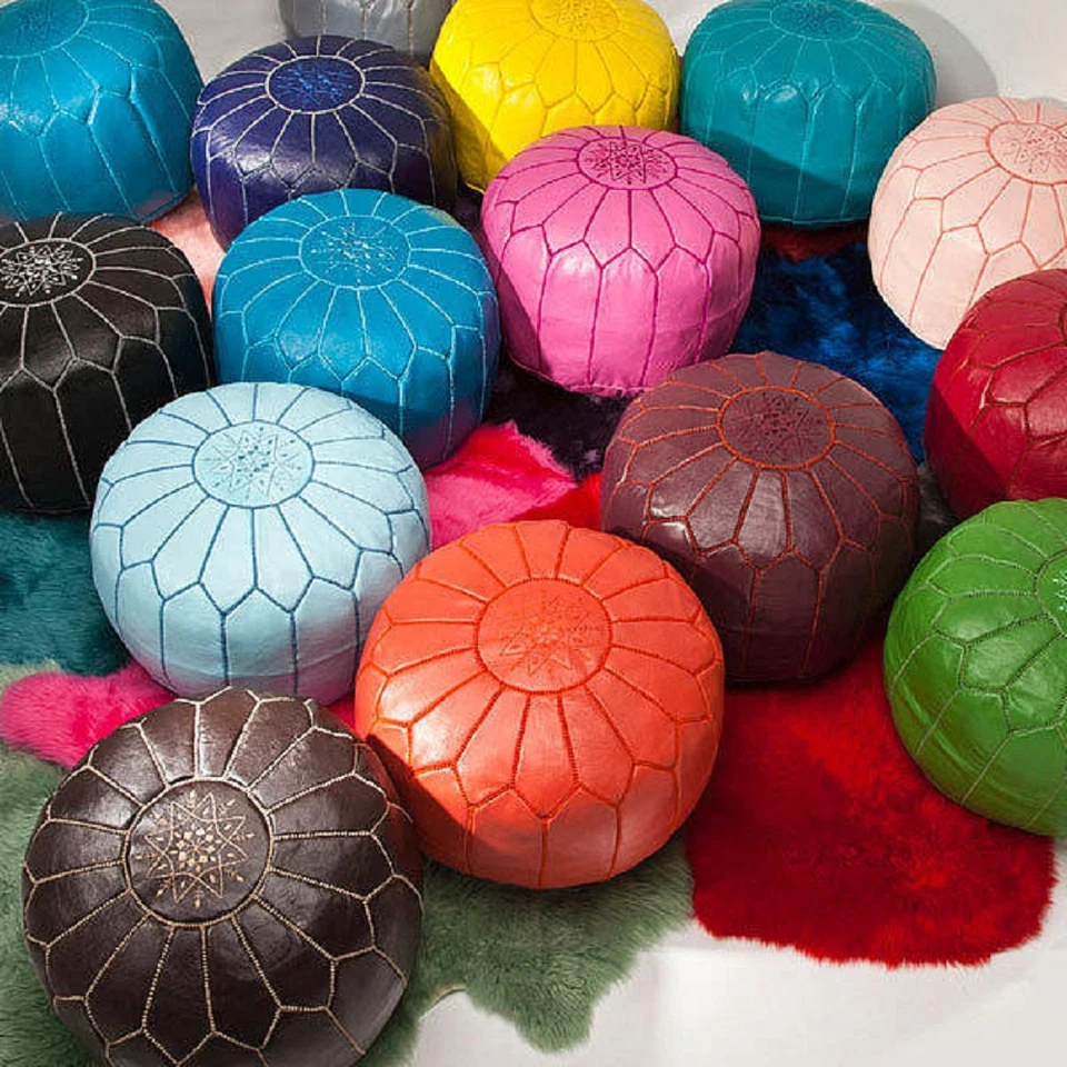 Moroccan Pouf in many colors,Moroccan Leather Poufs,Handmade,Ottoman,Pouffe - Image 2 of 2