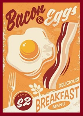 Bacon And Eggs $2 Delicious Breakfast Menu Coffee Fried Scrambled  Food MAGNET