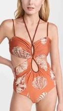 $350 Johanna Ortiz Orange Reef Discovery One Piece Swimsuit Large yse0823