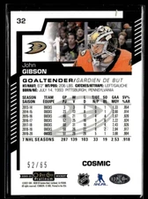2020-21 O-Pee-Chee Platinum Cosmic John Gibson 52/65 #32 BV001