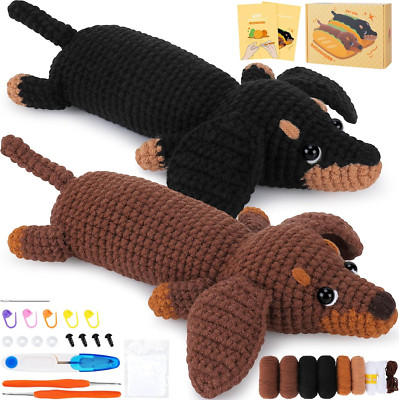 Crochet Kit for Beginners - 2 PCS Dachshund Crochet Kit with Step-By-Step Video 