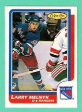 (1) LARRY MELNYK  1986-87 O-PEE-CHEE # 95 RANGERS ROOKIE NM+  CARD  (F9491)
