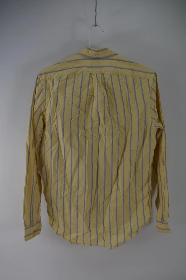 Camisa masculina de rugby Ralph Lauren Oxford listrada amarela com botões tamanho M - Imagem 2 de 4