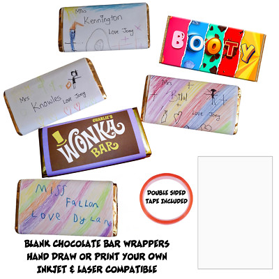 20 x Premium seidig glatt Schokoriegel Geschenkpapier - Inkjet & Laser bedruckbar