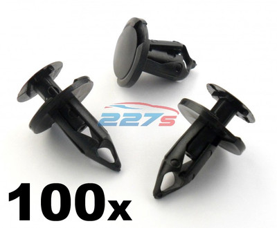 100x 8mm Lang Schwarz Rand Clips- Perfekt für VW T4 & T5 Teppich & Van Futter