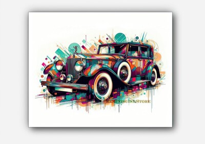 Vintage Car Rolls-Royce Phantom I Picture art splashes of paint  #3 Reprint