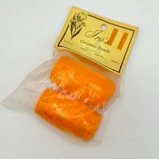 2 Vintage '70's Style Orange Ceramic Glazed Macrame Beads Large Hole Retro New