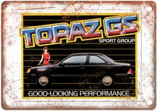 Letrero metálico vintage 1985 Mercury Topaz GS Sport Group reproducción automática de anuncios A12150