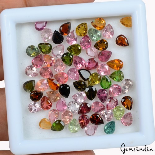19.90 Ct Natural Multi Tourmaline 5mmx4mm Pear Calibrated Cut Unheated Gemstones - Picture 2 of 9