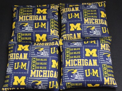 MICHIGAN WOLVERINES CORNHOLE BEAN BAGS Tailgate Toss Corn Shot Game 4 ACA Bags